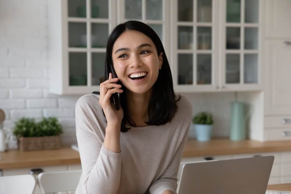 Woman calling to moving company